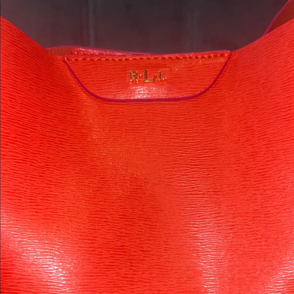 Ralph Lauren “Classic Old Money" Red Punch Tate Epi Leather Hobo w/Gold Hardware - Picture 4 of 8